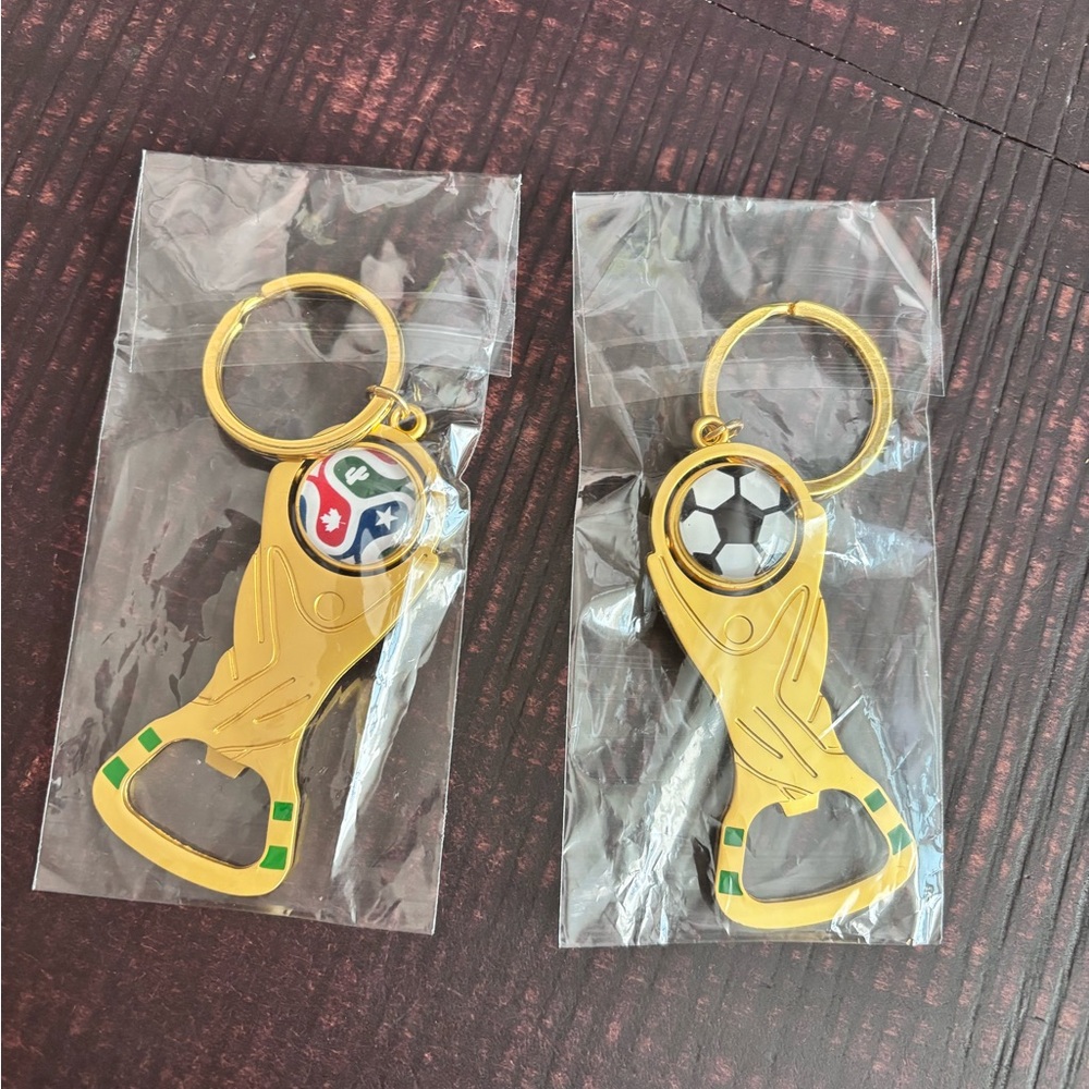 Gold Soccer Bottle Opener Keychain - Unbranded